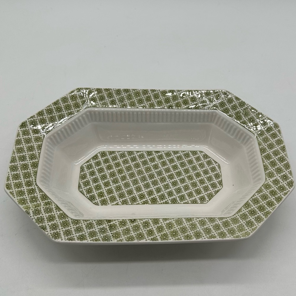 Vintage Independence Limerick Oval Serving Bowl 9" Green  Japan Ironstone